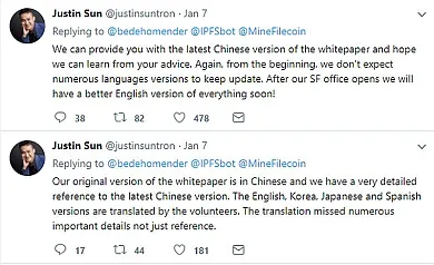 Justin Sun tweet