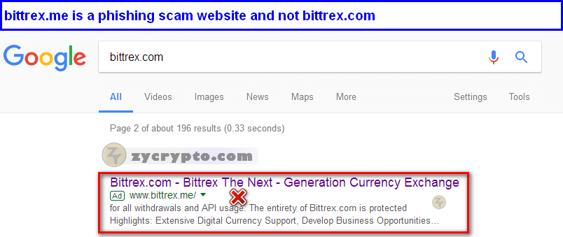 bittrex phishing google