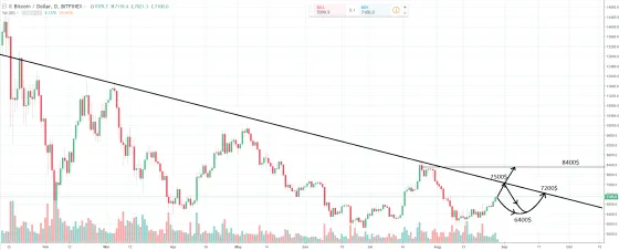 1D BTC/USD 29.8.2018 - Bitfinex