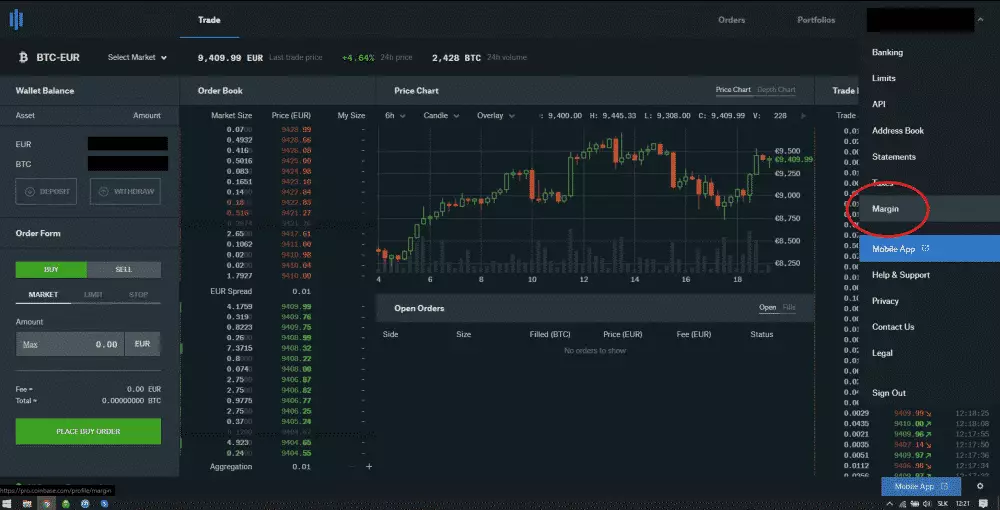 Coinbase Pro Margin 1