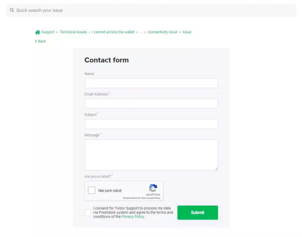 Trezor t reklamacia kontaktny formula