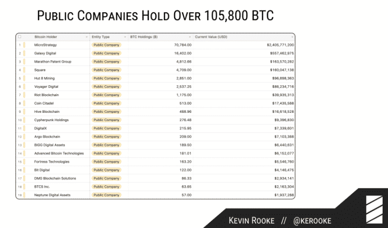 BTC v držbe verejných spoločností