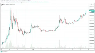 Dogecoin od začiatku pamätného rastu