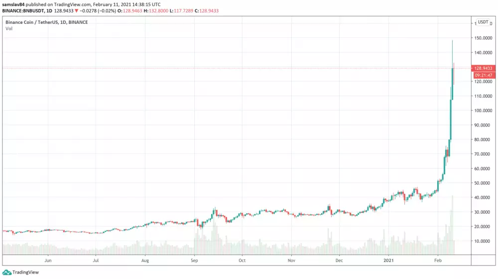 Binance Coin BNB za posledných osem mesiacov