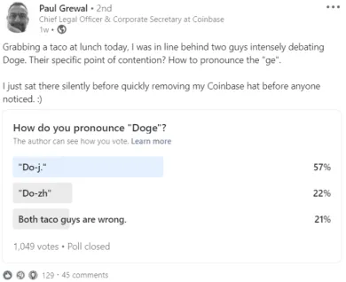 Anketa Paula Grewala. Zdroj: LinkedIn