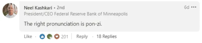 odpoveď Neela Kashkariho. Zdroj: LinkedIn