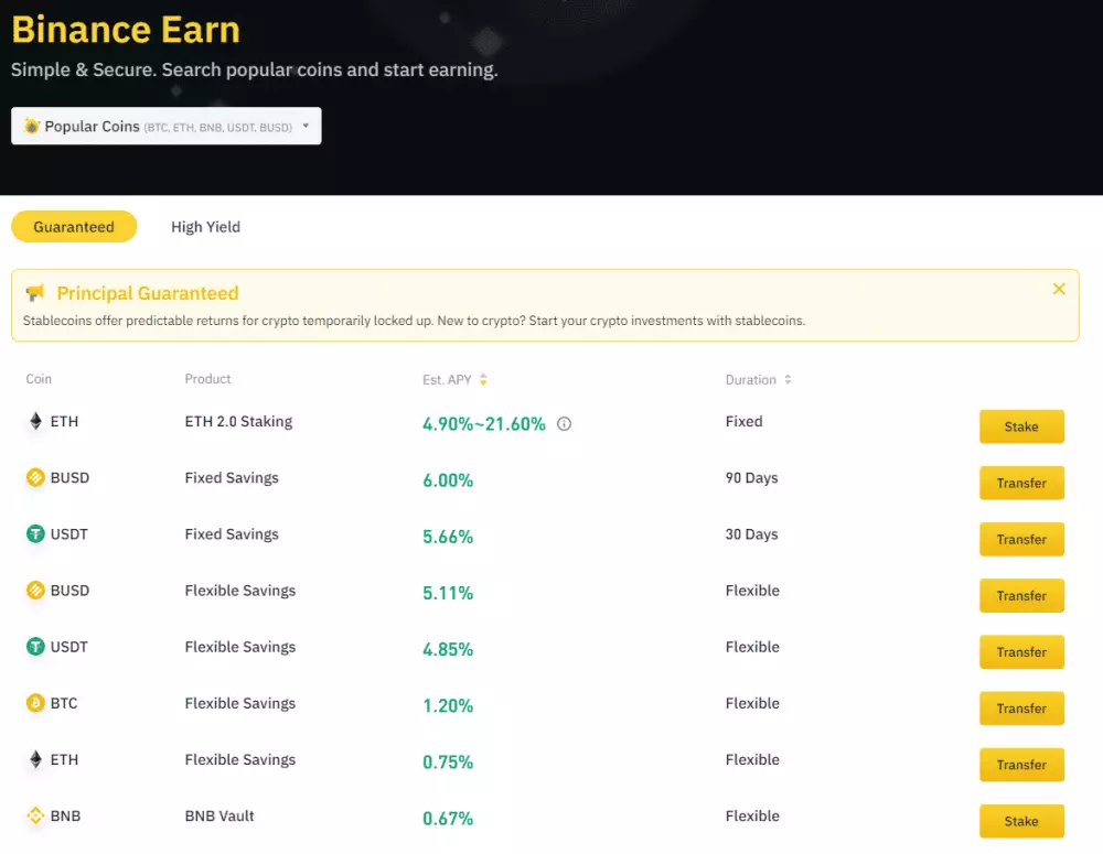 Binance staking, zdroj: binance.com