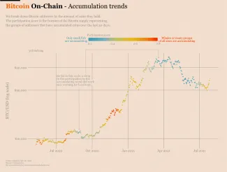 Akumulácia Bitcoinu za posledných 12 mesiacov. Zdroj: Coinmetrics