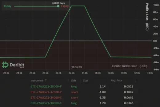 Odhad zisku/straty. Zdroj: Deribit Position Builder