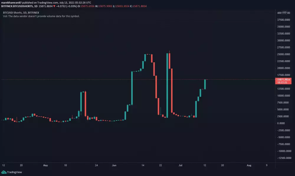 BTC/USD shorts denný graf Bitfinex. Zdroj: TradingView