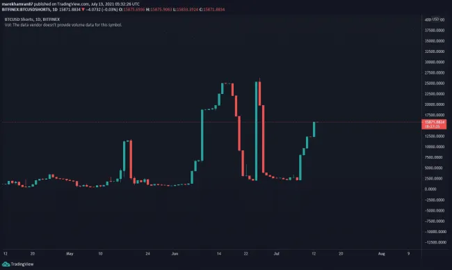 BTC/USD shorts denný graf Bitfinex. Zdroj: TradingView
