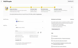 Vklad krypto na Binance. Zdroj: Binance