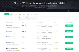 P2P obchodovanie na Binance. Zdroj: Binance