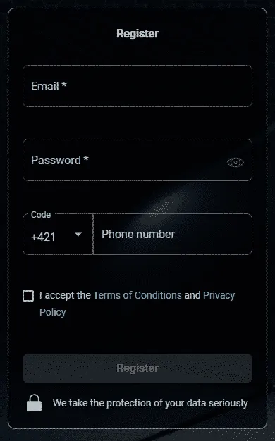 PrimeXBT registrácia. Zdroj: PrimeXBT