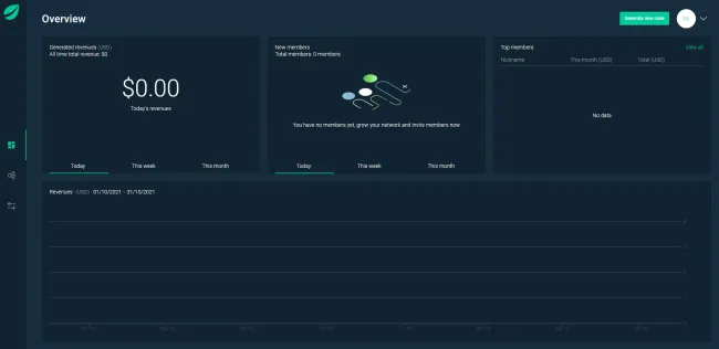 Affiliate program. Zdroj: Bitfinex
