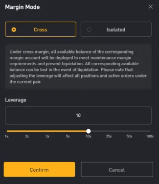 Cross a izolovaná páka. Zdroj: Bybit