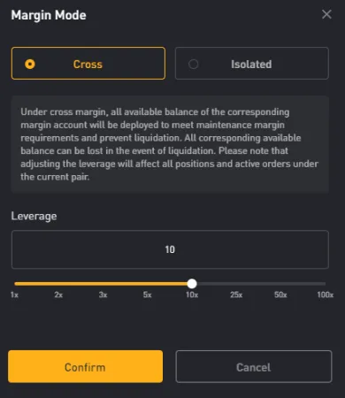 Cross a izolovaná páka. Zdroj: Bybit