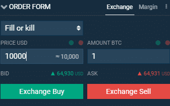 Fill or Kill príkaz. Zdroj: Bitfinex