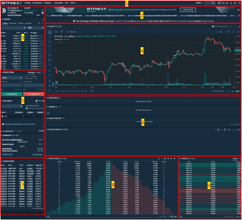 Platforma Bitfinex. Zdroj: Bitfinex