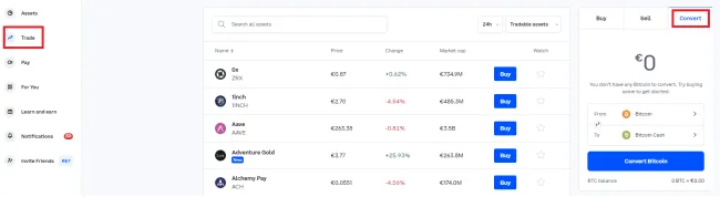 Rozmieňanie kryptomien. Zdroj: Coinbase