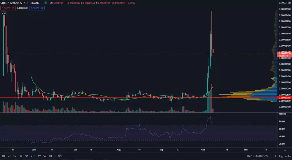 SHIB/USDT 1D. Zdroj: TradingView