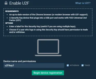 U2F. Zdroj: Bitfinex