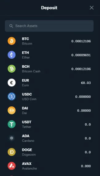 Vklad. Zdroj: Coinbase Pro