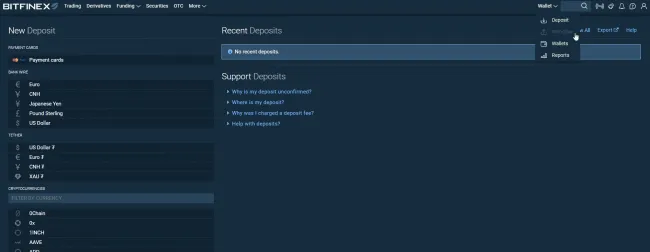 Vklad na burzu. Zdroj: Bitfinex