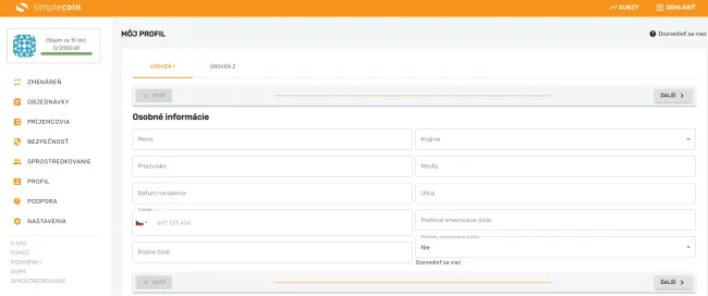 1. úroveň verifikácie. Zdroj: Simplecoin