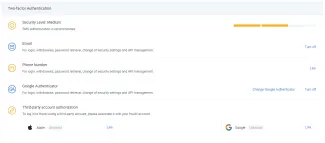 Dvojfaktorové overenie Huobi. Zdroj: Huobi