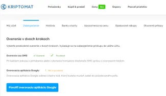 Dvojfaktorové overenie Kriptomat. Zdroj: Kriptomat