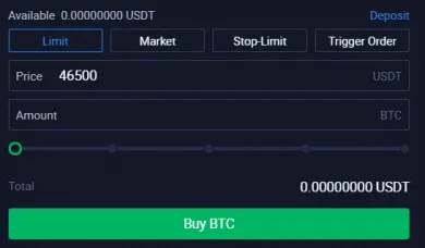 Limit nákup Huobi. Zdroj: Huobi