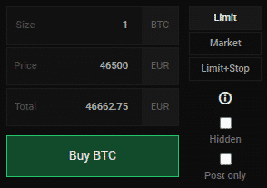 Limitný príkaz na nákup CoinMate. Zdroj: CoinMate