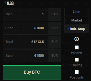 Stop limit nákup CoinMate. Zdroj: CoinMate