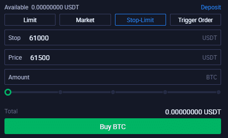 Stop limit nákup Huobi. Zdroj: Huobi