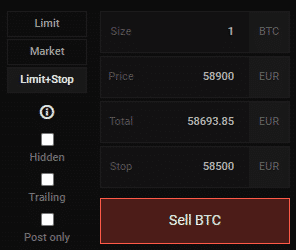 Stop limit predaj CoinMate. Zdroj: CoinMate
