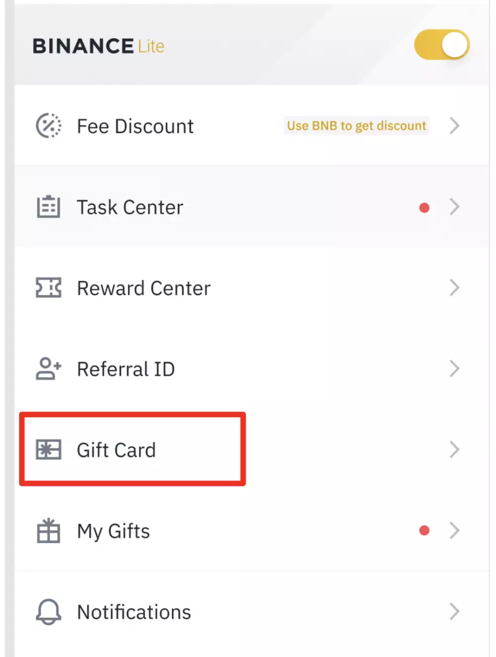 Binance gift card