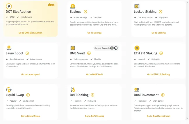 Binance staking produkty