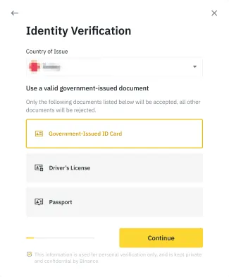 Binance vyber typu overenia