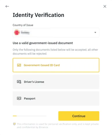 Binance vyber typu overenia