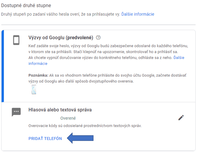 Pridanie telefónu