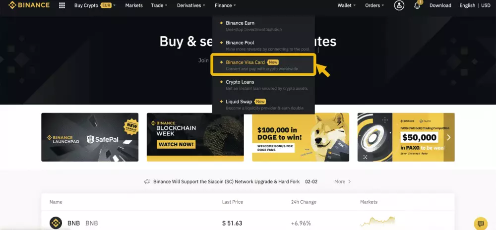 Binance karta úvod