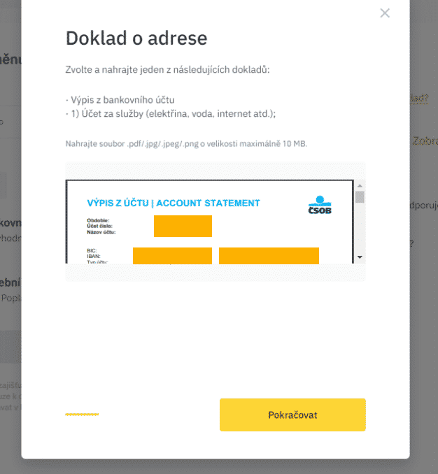 Binance overenie bankového účtu