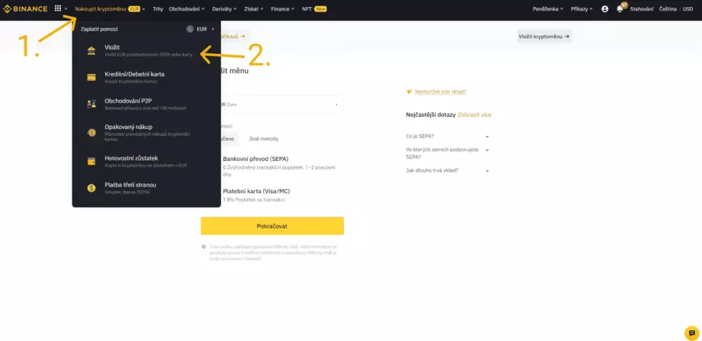 Binance úvod ku vkladu