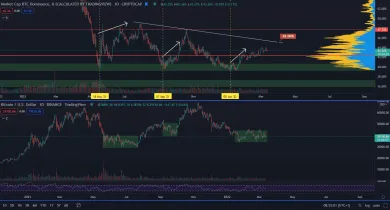 Bitcoin dominancia vs. BTC/USD