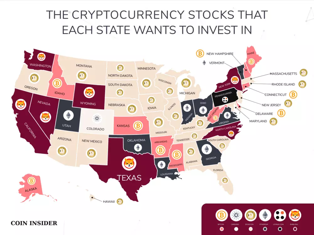 Popularita Dogecoinu v USA.