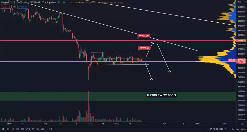 Bitcoin stále osciluje okolo 30 000 $