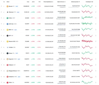 Rebríček kryptomien podľa Coinmarketcap