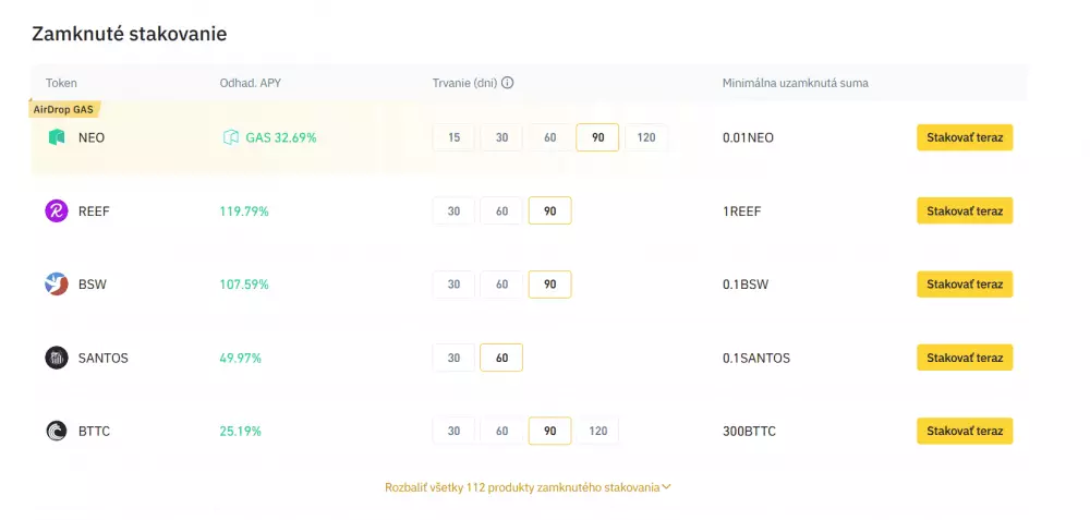 Binance staking: najziskovejšie kryptomeny na staking s vysokým APY