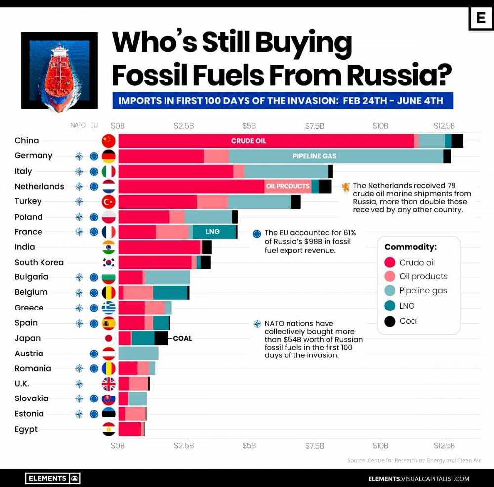 Prehľad importérov fosílnych palív z Ruska